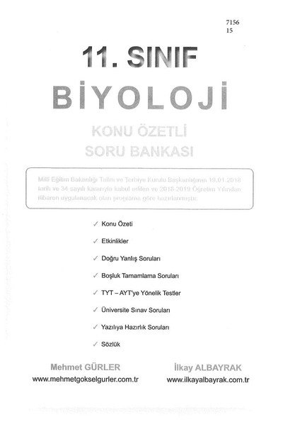 BİYOLOJİ KONU ÖZETLİ SORU BANKASI Fotokopi GO - Tüm Sınavlarda Daha İleriye