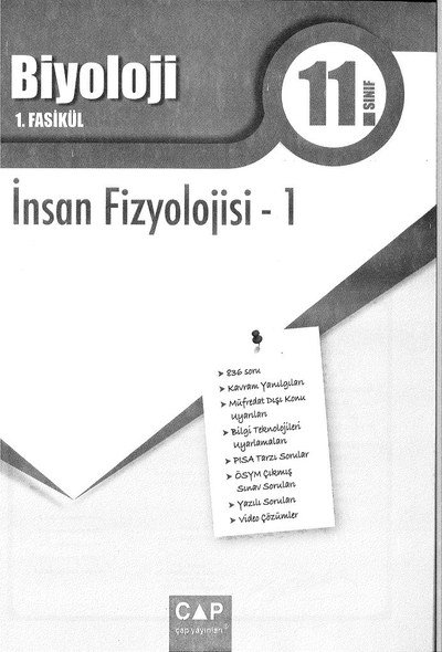 BİYOLOJİ 1. FASİKÜL İNSAN FİZYOLOJİSİ -1 Fotokopi GO - Tüm Sınavlarda Daha İleriye