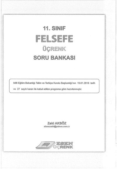 FELSEFE ÜÇRENK SORU BANKASI Fotokopi GO - Tüm Sınavlarda Daha İleriye