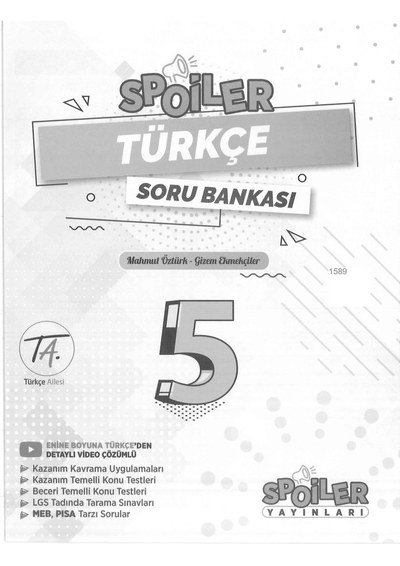 SPOİLER TÜRKÇE SORU BANKASI Fotokopi GO - Tüm Sınavlarda Daha İleriye
