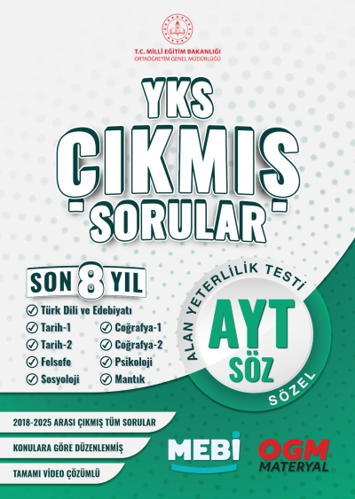 YKS Çıkmış Sorular AYT Sözel Son 8 Yıl (2018-205) MEB OGM Fotokopi GO - Tüm Sınavlarda Daha İleriye