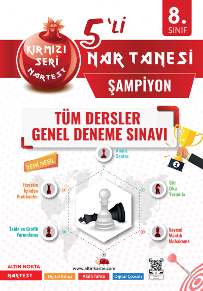 8. Sınıf Kırmızı Tüm Dersler 5 Li Deneme Sınavı Şampiyon Nartest Yayınları Fotokopi GO - Tüm Sınavlarda Daha İleriye