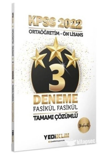 KPSS Ortaöğretim Ön Lisans Genel Yetenek Genel Kültür 3 Deneme Çözümlü Fotokopi GO - Tüm Sınavlarda Daha İleriye