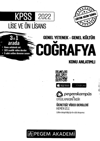 2022 KPSS LİSE VE ÖNLİSANS COĞRAFYA KONU ANLATIMI Fotokopi GO - Tüm Sınavlarda Daha İleriye
