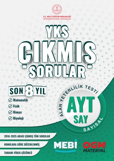 YKS Çıkmış Sorular AYT Sayısal Son 8 Yıl (2018-205) MEB OGM Fotokopi GO - Tüm Sınavlarda Daha İleriye