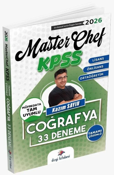 2026 KPSS Coğrafya MasterChef 33 Deneme Çözümlü Kazım Sayın Dizgi Kitap Yayınları Fotokopi GO - Tüm Sınavlarda Daha İleriye