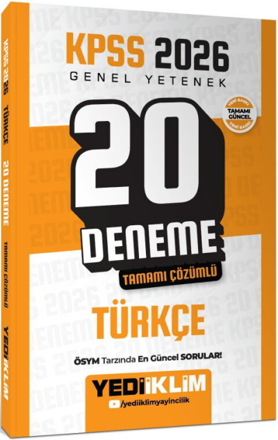 2026 KPSS Genel Yetenek Türkçe Tamamı Çözümlü 20 Deneme Yediiklim Yayınları Fotokopi GO - Tüm Sınavlarda Daha İleriye