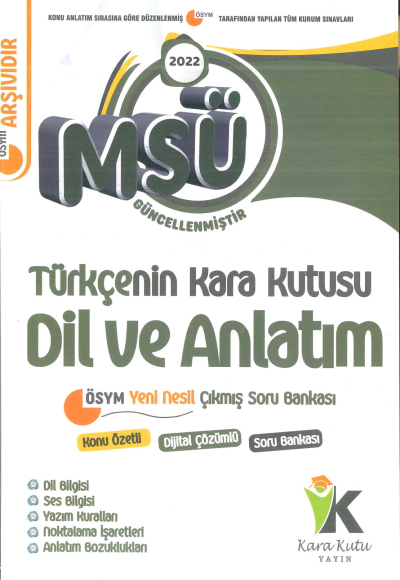MSÜ TÜRKÇENİN KARA KUTUSU DİL VE ANLATIM SORU BANKASI Fotokopi GO - Tüm Sınavlarda Daha İleriye