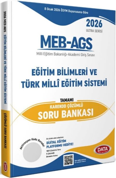 2026 MEB AGS Ultra Serisi Eğitimin Temelleri Türk Milli Eğitim Sistemi Tamamı Çözümlü Soru Bankası Data Yayınları Fotokopi GO - Tüm Sınavlarda Daha İleriye