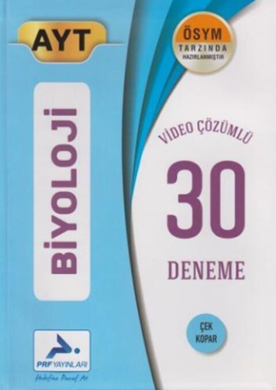 AYT Biyoloji Video Çözümlü 30 Deneme PRF Paraf Yayınları