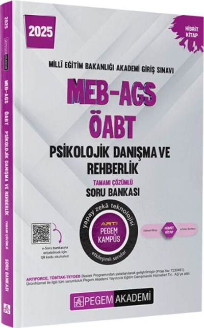 2025 MEB-AGS-ÖABT Psikolojik Danışma ve Rehberlik Tamamı Çözümlü Soru Bankası Pegem Akademi Yayıncılık Fotokopi GO - Tüm Sınavlarda Daha İleriye