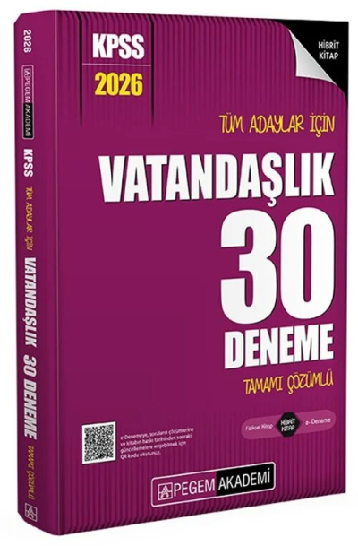 2026 KPSS Tüm Adaylar İçin Vatandaşlık 30 Deneme Tamamı Çözümlü Pegem Yayınları Fotokopi GO - Tüm Sınavlarda Daha İleriye