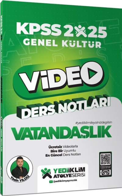 2025 KPSS Genel Kültür Vatandaşlık Video Ders Notları Yediiklim Yayınları Fotokopi GO - Tüm Sınavlarda Daha İleriye