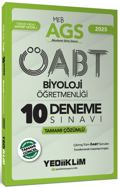 2025 MEB AGS ÖABT Biyoloji Öğretmenliği Tamamı Çözümlü 10 Deneme Sınavı Yediiklim Yayınları Fotokopi GO - Tüm Sınavlarda Daha İleriye