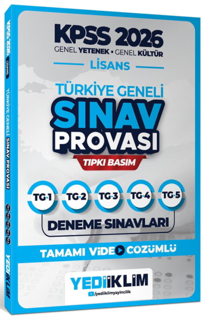 2026 KPSS Lisans GY-GK Türkiye Geneli Sınav Provası Tıpkı Basım Deneme Sınavları Tamamı Video Çözümlü Yediiklim Yayınları (TG1-2-3-4-5) Fotokopi GO - Tüm Sınavlarda Daha İleriye
