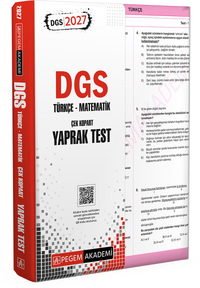 2027 DGS Türkçe Matematik Yaprak Test Pegem Akademi Fotokopi GO - Tüm Sınavlarda Daha İleriye