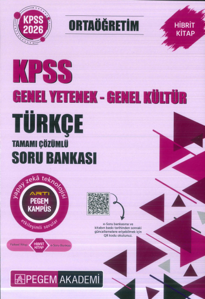 Ortaöğretim KPSS Türkçe Tamamı Çözümlü Soru Bankası Pegem Akademi Fotokopi GO - Tüm Sınavlarda Daha İleriye