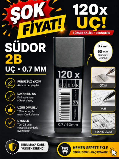 120 Li 0.7 Kalem Ucu 2B Südor Fotokopi GO - Tüm Sınavlarda Daha İleriye