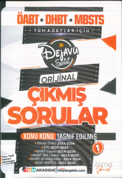 2025 ÖABT DHBT MBSTS Din Kültürü ve Ahlak Bilgisi Dejavu Orijinal Çıkmış Sorular Seti 1. Kitap TKM Akademi Fotokopi GO - Tüm Sınavlarda Daha İleriye