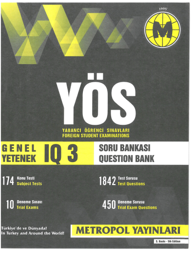 YÖS Genel Yetenek (IQ) Tüm Konular Soru Bankası Metropol Yayınları Fotokopi GO - Tüm Sınavlarda Daha İleriye