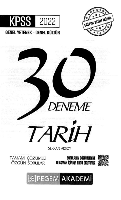 30LU TARİH ÇÖZÜMLÜ DENEME Fotokopi GO - Tüm Sınavlarda Daha İleriye