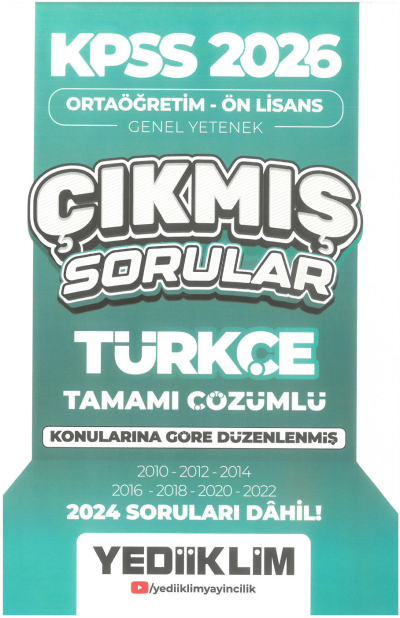 2026 KPSS Ortaöğretim-Önlisans Türkçe Konularına Göre Çıkmış Sorular(2024 soruları dahil) Yediiklim Yayınları Fotokopi GO - Tüm Sınavlarda Daha İleriye