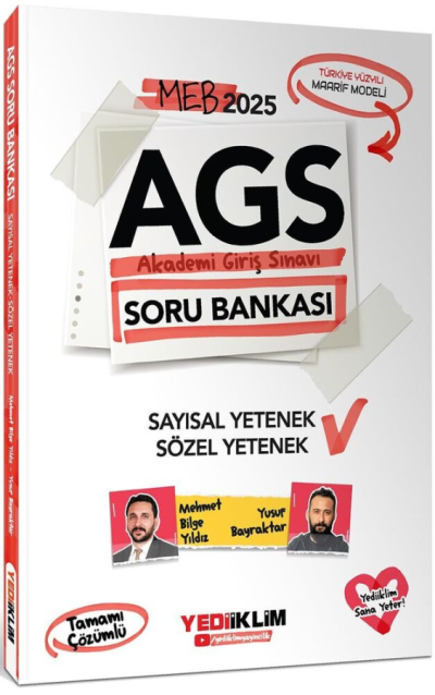 2025 MEB AGS Sözel Yetenek Sayısal Yetenek Tamamı Çözümlü Soru Bankası Yediiklim Yayınları