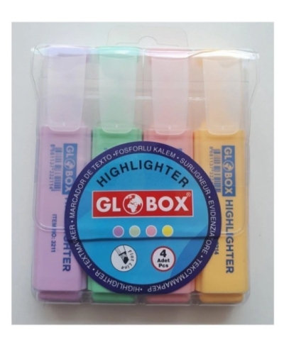 Globox Fosforlu Kalem Pastel Renk 4.lü Fotokopi GO - Tüm Sınavlarda Daha İleriye