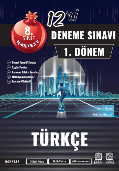8. Sınıf 1. Dönem Mod 12 Türkçe Deneme Sınavı Nartest Yayınları Fotokopi GO - Tüm Sınavlarda Daha İleriye