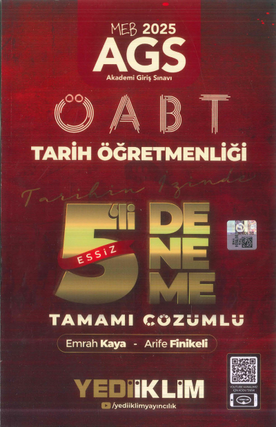 2025 MEB AGS ÖABT Tarih Öğretmenliği Tamamı Çözümlü Tarihin İzinde Eşsiz 5 li Deneme Yediiklim Yayınları Fotokopi GO - Tüm Sınavlarda Daha İleriye