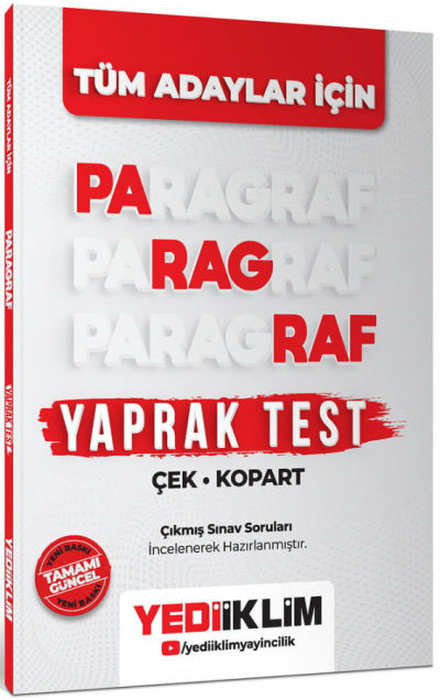 Paragraf Çek Kopart Yaprak Test Yediiklim Yayınları Fotokopi GO - Tüm Sınavlarda Daha İleriye