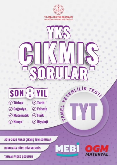 YKS Çıkmış Sorular TYT (Tüm Dersler) Son 8 Yıl (2018-205) MEB OGM Fotokopi GO - Tüm Sınavlarda Daha İleriye