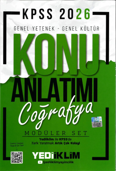 COĞRAFYA Yediiklim 2026 KPSS Genel Yetenek Genel Kültür Konu Anlatımı Modüler Yediiklim Yayınları Fotokopi GO - Tüm Sınavlarda Daha İleriye