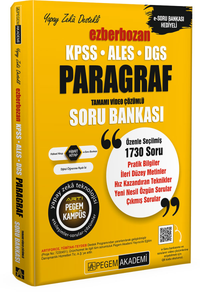2026 AGS-KPSS-ALES-DGS Ezberbozan Paragraf Tamamı Video Çözümlü Soru Bankası Pegem Akademi Yayıncılık Fotokopi GO - Tüm Sınavlarda Daha İleriye