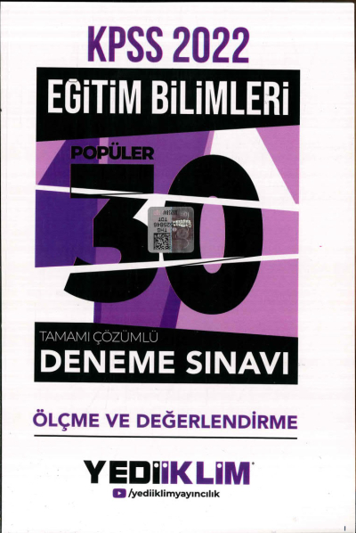 ÖLÇME VE DEĞERLENDİRME POPÜLER 30 DENEME SINAVI TAMAMI ÇÖZÜMLÜ Fotokopi GO - Tüm Sınavlarda Daha İleriye