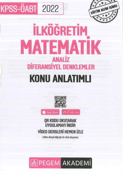 İLKÖĞRETİM MATEMATİK ANALİZ- DİFERANSİYEL DENKLEMLER KONU ANLATIMLI Fotokopi GO - Tüm Sınavlarda Daha İleriye