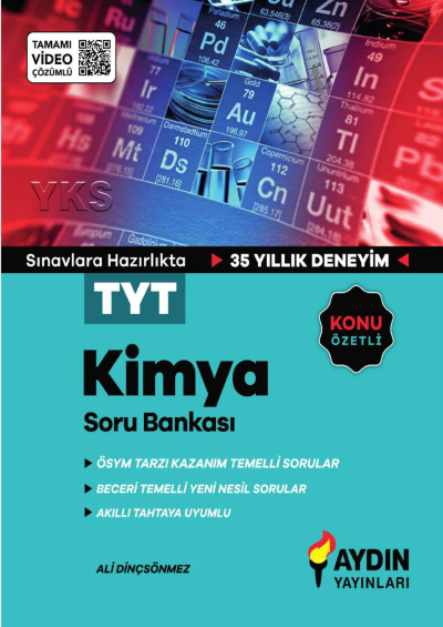 TYT Kimya Konu Özetli Tamamı Video Çözümlü Soru Bankası Aydın Yayınları Fotokopi GO - Tüm Sınavlarda Daha İleriye