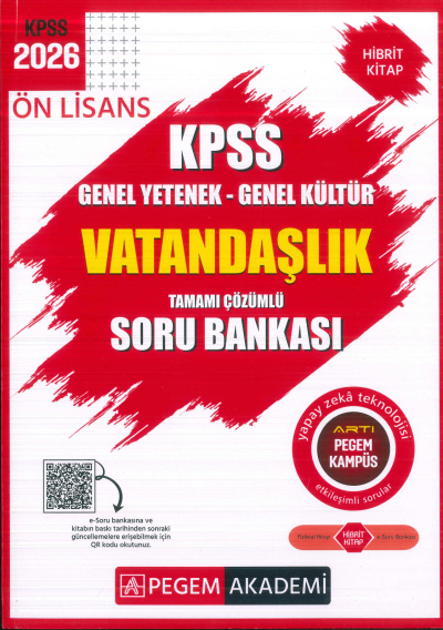 Ön Lisans KPSS Vatandaşlık Tamamı Çözümlü Soru Bankası Pegem Akademi Fotokopi GO - Tüm Sınavlarda Daha İleriye
