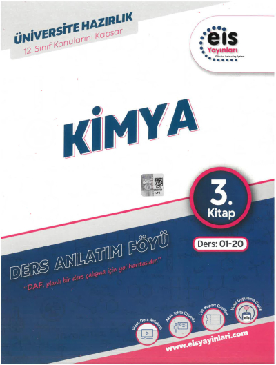 YKS Mavi Set DAF Kimya Ders Anlatım 3.Kitap EIS Yayınları Ders:01-20 12. Sınıf Konularını Kapsar Fotokopi GO - Tüm Sınavlarda Daha İleriye