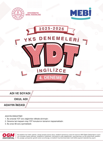 MEBİ YKS Denemeleri YDT 4. Deneme
