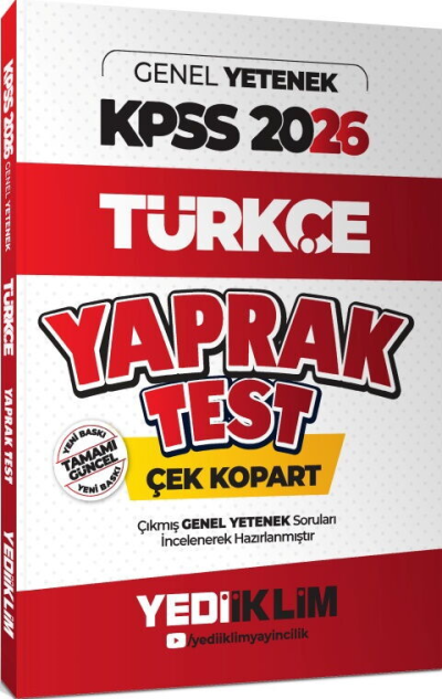 2026 KPSS Genel Yetenek Türkçe Çek Kopart Yaprak Test Yediiklim Yayınları Fotokopi GO - Tüm Sınavlarda Daha İleriye