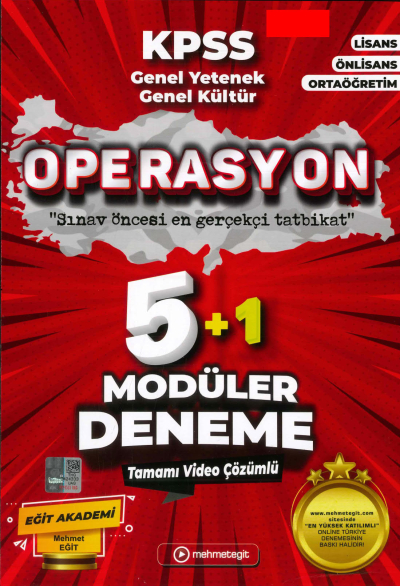 KPSS Genel Kültür Genel Yetenek Operasyon 5 Deneme Video Çözümlü Mehmet Eğit Yayınları Fotokopi GO - Tüm Sınavlarda Daha İleriye