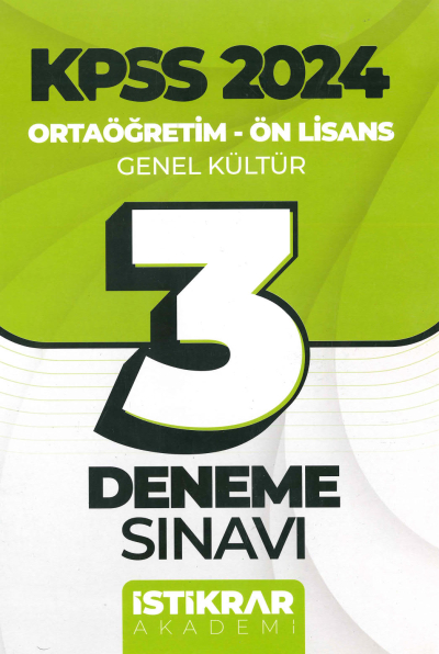 3 DENEME SINAVI (GENEL KÜLTÜR) Fotokopi GO - Tüm Sınavlarda Daha İleriye