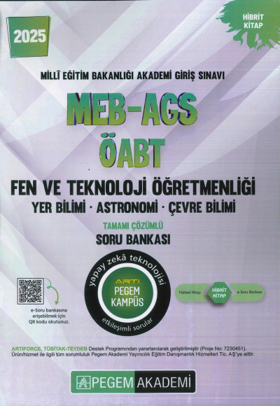 2025 MEB-AGS-ÖABT Fen ve Teknoloji Öğretmenliği Yer Bilimi - Astronomi- Çevre Bilimi Tamamı Çözümlü Soru Bankas Pegem Akademi Yayıncılık Fotokopi GO - Tüm Sınavlarda Daha İleriye