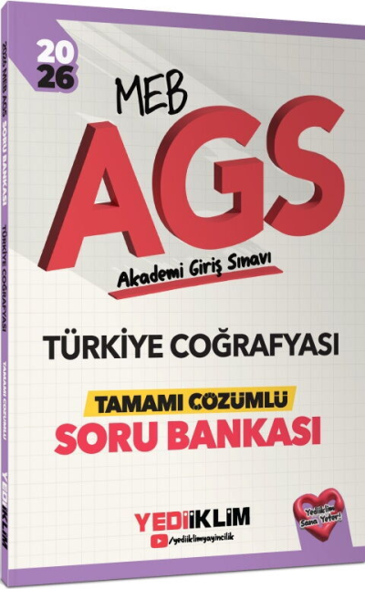2026 MEB AGS Türkiye Coğrafyası Tamamı Çözümlü Soru Bankası Yediiklim Yayınları