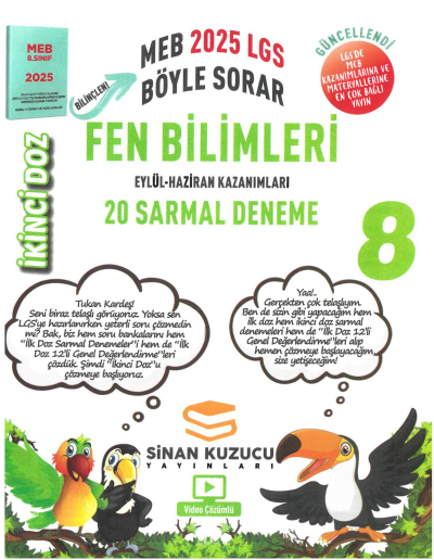 Sinan Kuzucu Yayınları 8. Sınıf İkinci Doz Fen Bilimleri 20 Sarmal Branş Deneme Fotokopi GO - Tüm Sınavlarda Daha İleriye