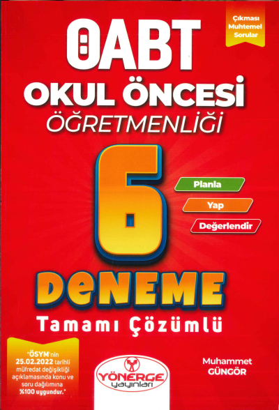 ÖABT Okul Öncesi Öğretmenliği 6 Deneme Çözümlü Yönerge Yayınları Fotokopi GO - Tüm Sınavlarda Daha İleriye