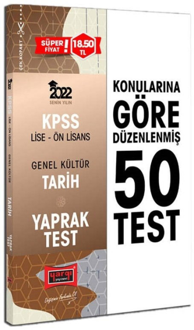 KPSS Lise Ön Lisans GK Tarih Yaprak Test Fotokopi GO - Tüm Sınavlarda Daha İleriye