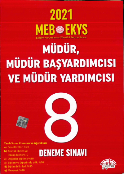 2021 MÜDÜR, MÜDÜR BAŞYARDIMCISI VE MÜDÜR YARDIMCISI SORU BANKASI 8 DENEME SINAVI Fotokopi GO - Tüm Sınavlarda Daha İleriye