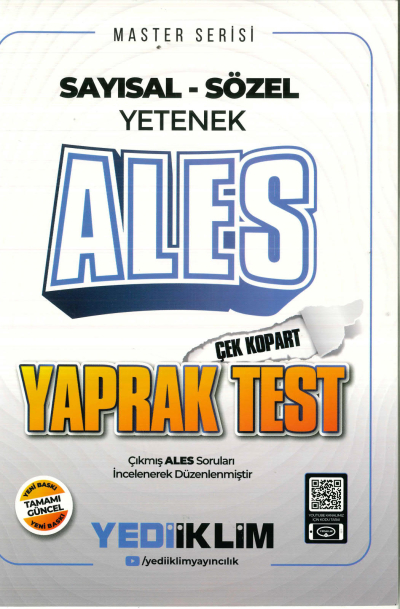 2025 Master Serisi ALES Sayısal-Sözel Yetenek Çek Kopart Yaprak Test Yediiklim Yayınları Fotokopi GO - Tüm Sınavlarda Daha İleriye